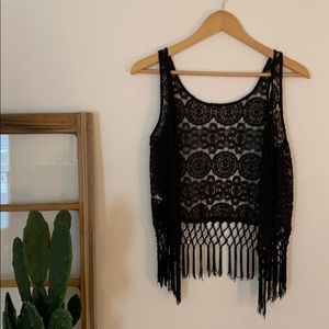 Black Lace and Fringe Festival Vest